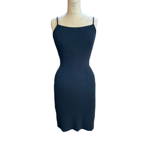 Max Studio Womens Tank Dress Black Sleeveless Square Neck Fit Stretch S - Picture 1 of 7